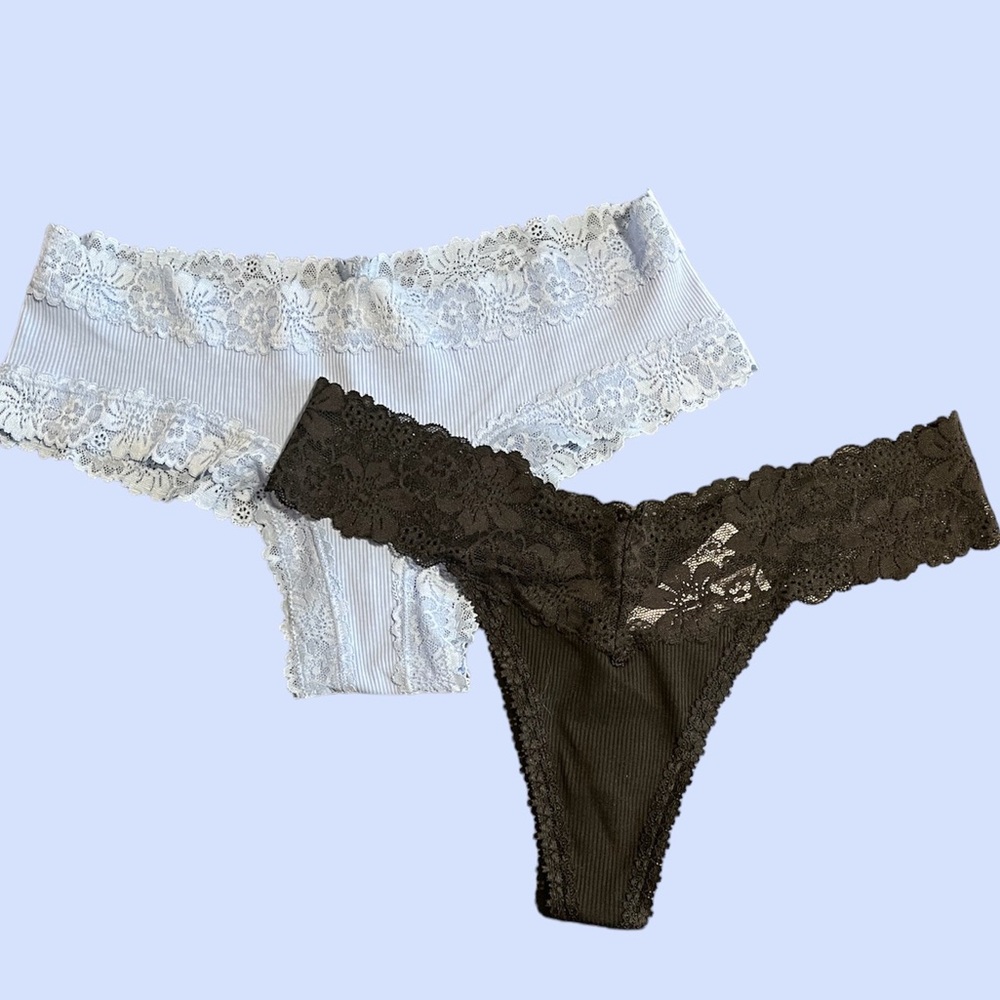 NWT Set of 2 PINK Victoria’s Secret Lace Cotton Panties